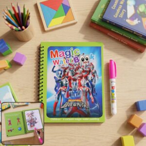 Magic Water Book Set Reusable Water Coloring Book with Magic Pen (1 Set)