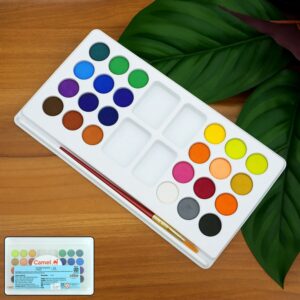 Camel Water Colour Cakes – 24 Bright Shades with Brush