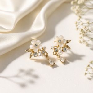 Elegant Floral Pearl Drop Earrings for Women Gold Plated Designer Party Wear Jewelry