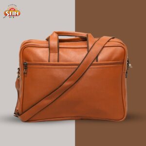 Premium Leather Laptop Bag with Shoulder Strap for Office & Travel