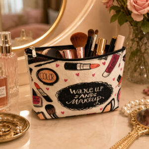 Printed Multipurpose Zipper Pouch Cosmetic Organizer Bag (Design may vary 1 PC)
