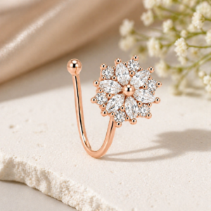 Anti Tarnish Stylish Floral Nose Stud for Women & Girls – Elegant Jewelry Piece