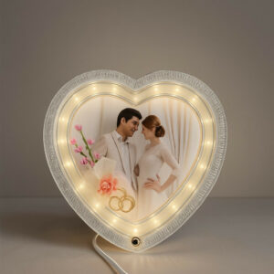 Heart Shape LED Wedding Photo Frame Lamp with Customized Picture