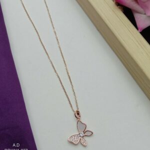Rose Gold Butterfly Pendant And Chain