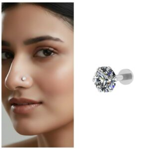 silver plated AD Nosepin stud Labret for Women and girls