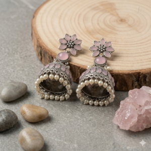Treanding Fancy Dimond Earring For Girl And Women pink colour Traditional Pearl Drop Ethnic Earrings