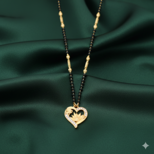 Gold-Plated Heart & Floral Mangal sutra with AD For women
