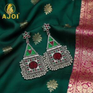 Silver Geometric Tribal Earrings