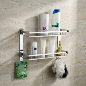 Stainless Steel 2 Layer Wall Mounted Bathroom Rack and Shelf Bathroom Storage Racks