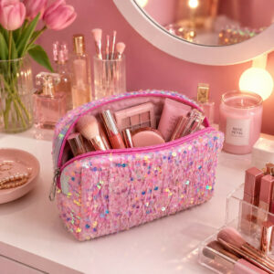Pink Multipurpose Makeup & Stationery Organizer Pouch (Design may vary 1 PC)