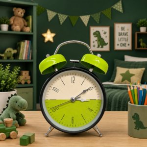 Vintage Twin Bell Alarm Clock for Kids Room & Table Decor