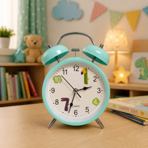 Cute Cartoon Number Twin Bell Alarm Clock for Kids Room Decor (Random Color 1 PC)
