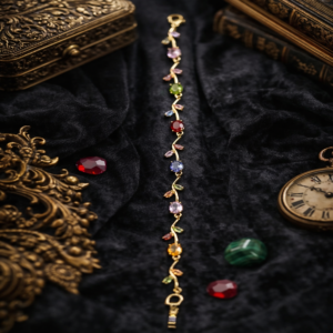 New Trendy Tulip Crystal Lava Stone Gold-Plated Bracelet for Women And Girls