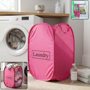 Foldable Laundry Basket Fabric Mesh Clothes Hamper Storage Bag (1 Pc,60x36cm)