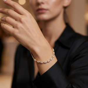 Stylish Gold Plated American Diamond Bracelet for women
