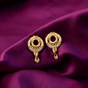 Elegant Circular Drop Earrings with Crystal Accents – Classic Party Wear