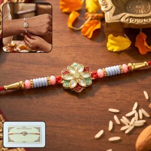 Floral Kundan Star Petal Designer Rakhi