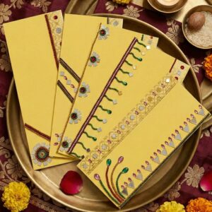 PREMIUM HANDCRAFTED MIRROR WORK SHAGUN ENVELOPES FOR GIFTING - SET OF 5