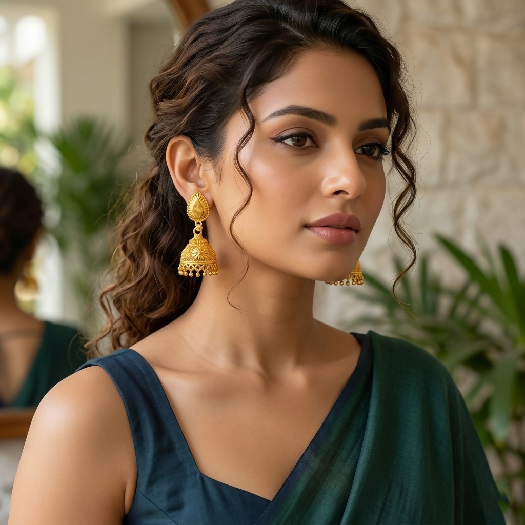 Classic Gold Finish Jhumka Earrings for Festive and Wedding Wear