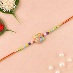 Colorful Peacock Design Rakhi with Decorative Beads (1 Pc)