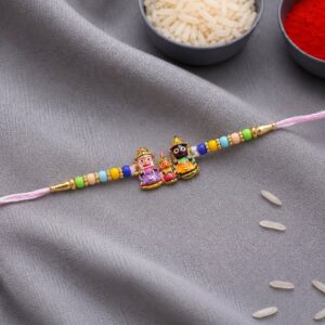Traditional Designer Rakhi with Jagannath Balabhadra Subhadra Idol (1 Pc)