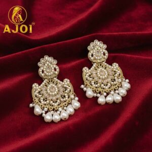 Premium Royal Pearl Chandbali Earrings with Elegant Traditional Designer Finish