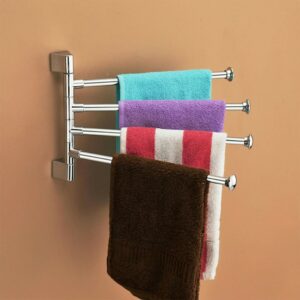 Premium Glossy Stainless Steel Wall Mounted Towel Holder Rack (4 Rod/10 Inch)