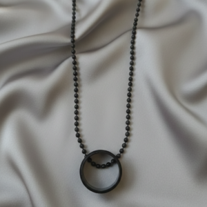 Elegant Small Black Round Shape Pendant Necklace for Men