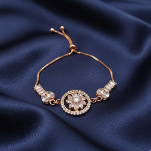 Sparkling AD Floral Design Bracelet For party wear