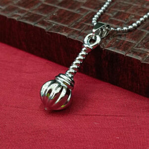 Hanuman Gada Silver Pendant with ball chain For Unisex