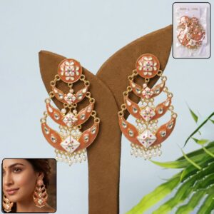 Peach Gold Traditional Designer Drop Earrings (1 Pc)