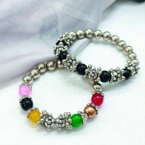 Trendy Black & Gold Beaded 2 PC Bracelets for Women