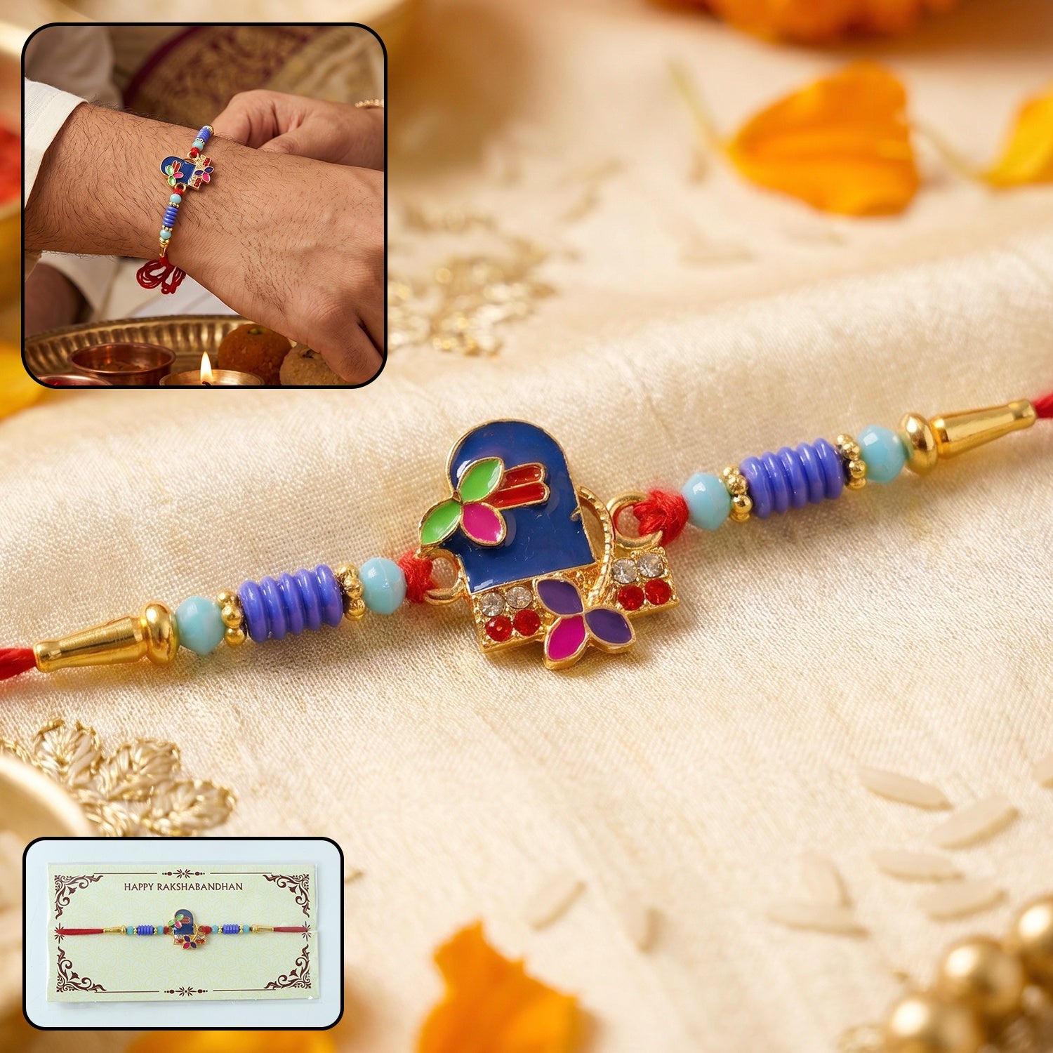Royal Blue Shiv Rakhi – Designer Rakshabandhan Thread