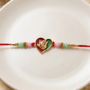 Heart Shape Lord Ganesha Designer Rakhi