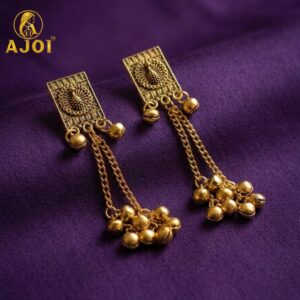 Antique Gold Rectangular Drop Earrings