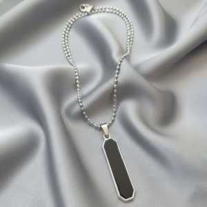 Minimalist Black Inlay Rectangular Pendant for Men