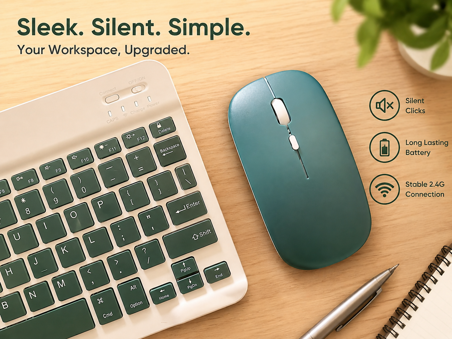 UNITEQ PASTEL POP Multicolour Rechargeable Bluetooth Keyboard & Mouse Combo