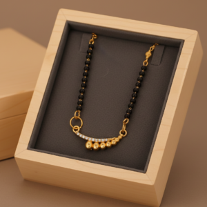Gold-Plated AD Mangalsutra with Black Beaded Chain