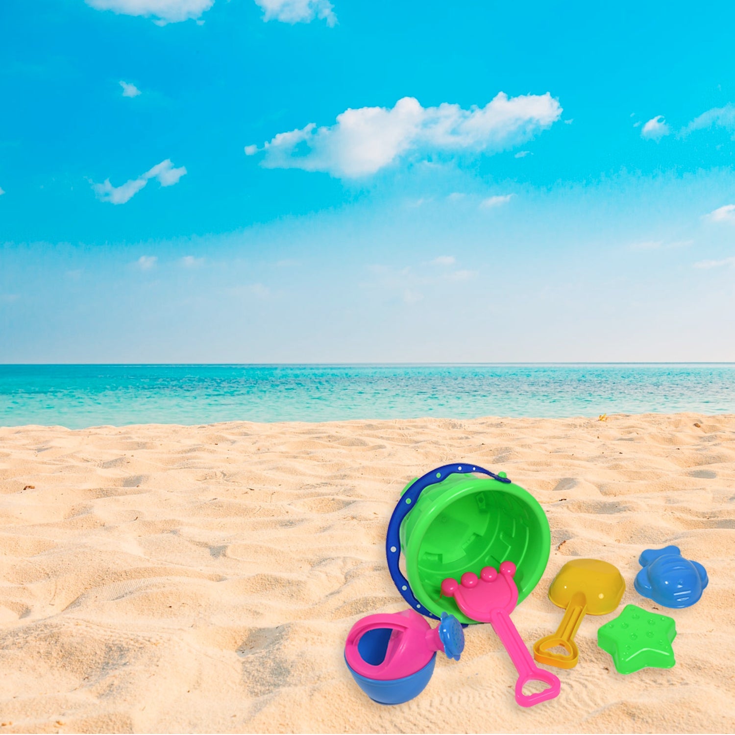 Beach Sand Castle Toy Set for Kids - 6 Pcs Summer Play