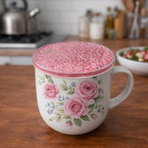 Pink Glitter Resin Cup Lid and Coaster Set for Mug Cover