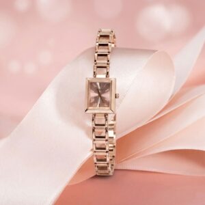 Rose Gold Square Dial Bracelet Watch for Women Stylish Party Wear Wrist Watch