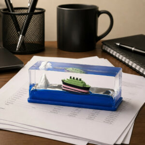 Mini Ship Liquid Motion Paper Weight Desk Decor Showpiece