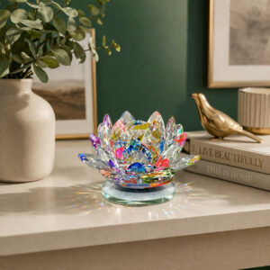 Crystal Cut Decorative Glass Lamp Shade Table Decor Showpiece