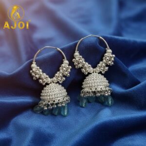 Silver Mint Blue with Teal Drops