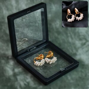 Pearl Beaded Hoop Earrings in Elegant Display Case