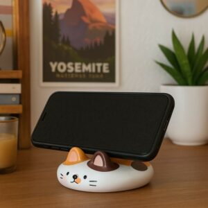 Cute Cat Mobile Phone Stand Holder for Desk, Bedside & Office Use