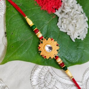 Floral Rakhi with Mirror Centerpiece