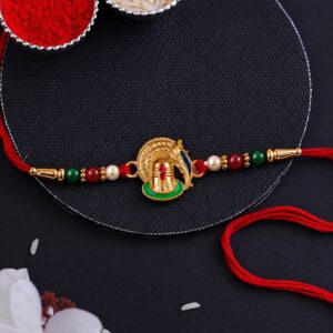 Traditional Designer Rakhi with Elegant Religious Motif Thread (1 Pc)