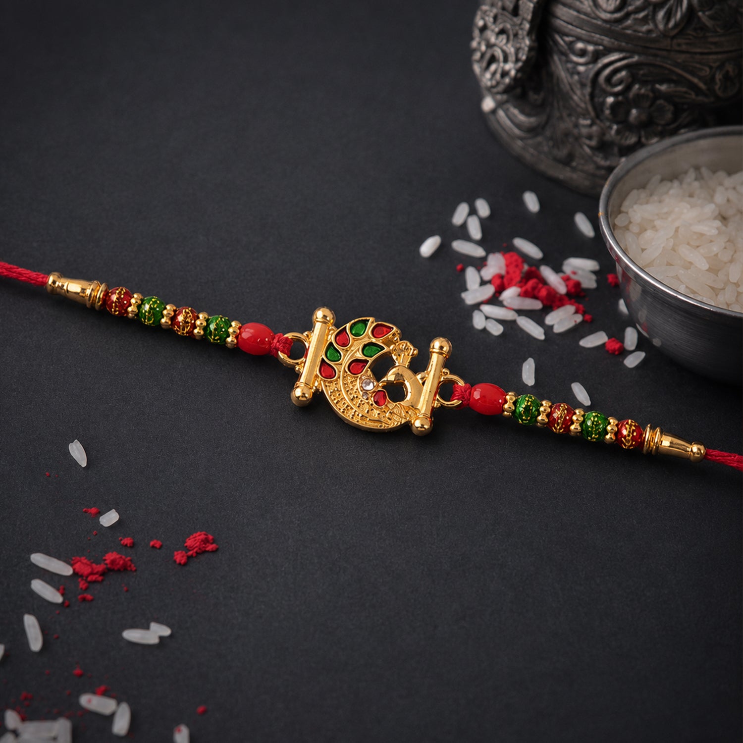 Artistic Peacock Pattern Designer Rakhi (1 Pc)