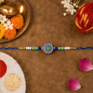 Elegant Designer Rakhi with Floral Stone (1 Pc)